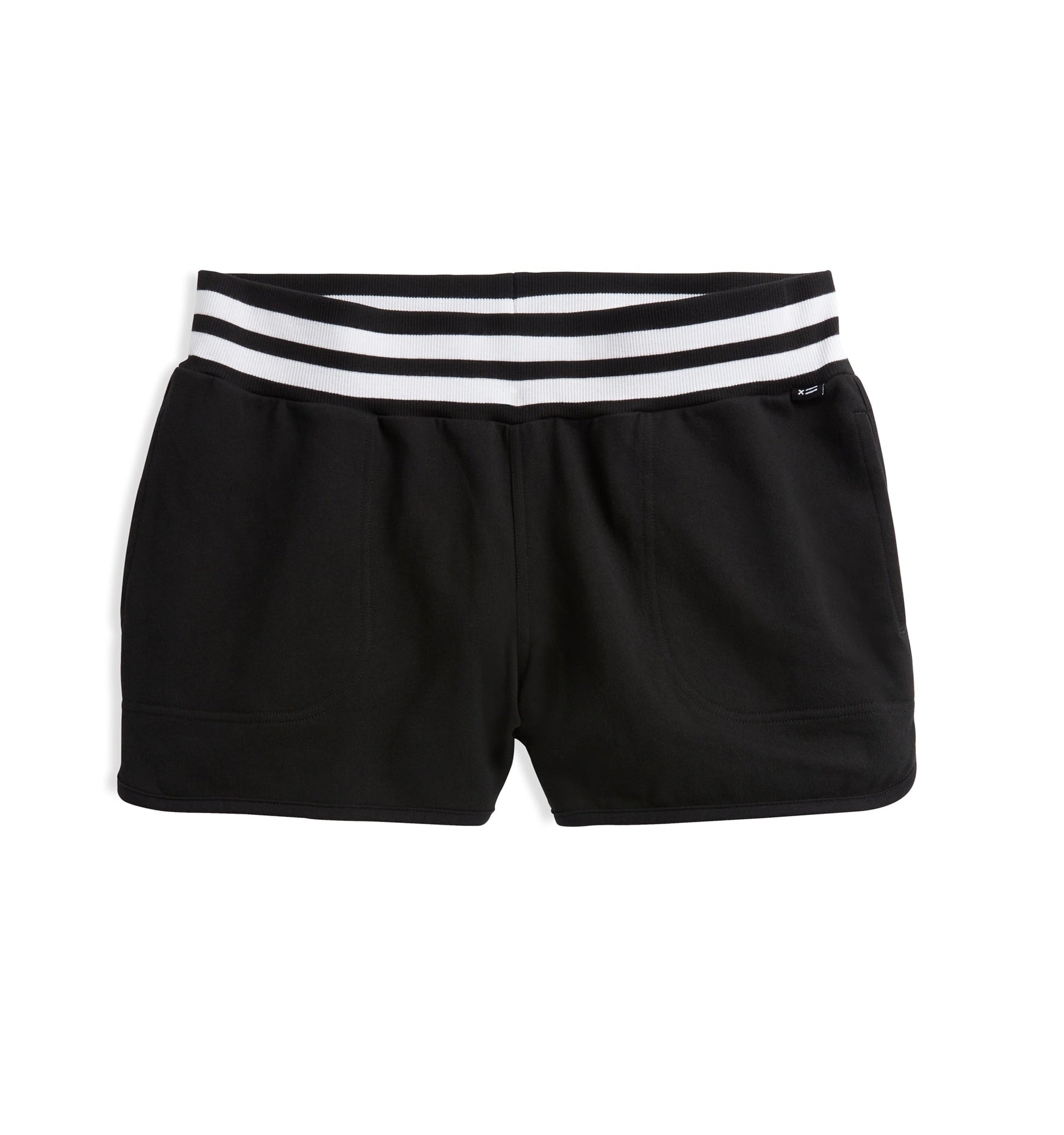 French Terry Track Shorts - Black with Striped Rib