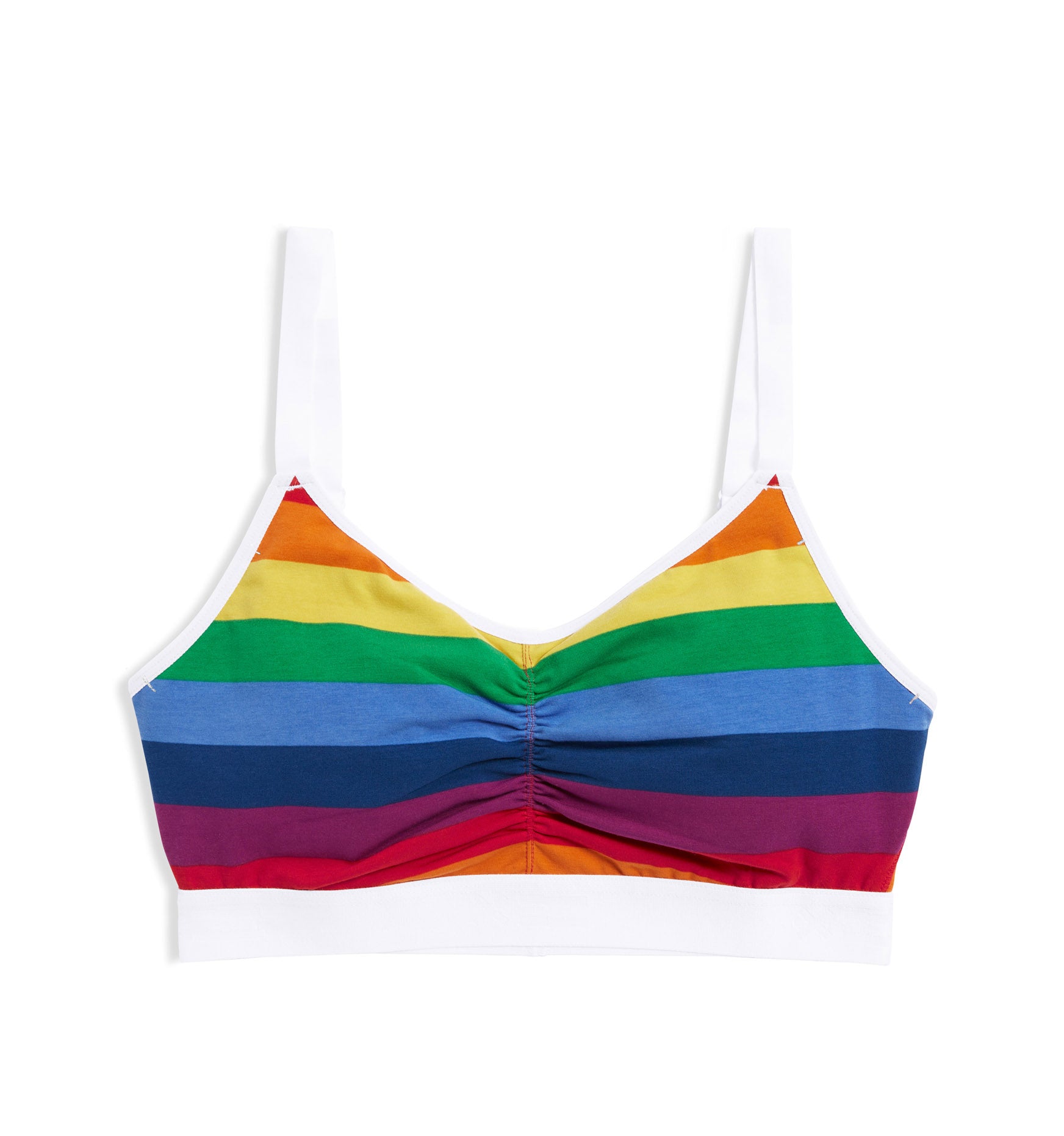 Image of V Neck Bralette - Rainbow Pride Stripes