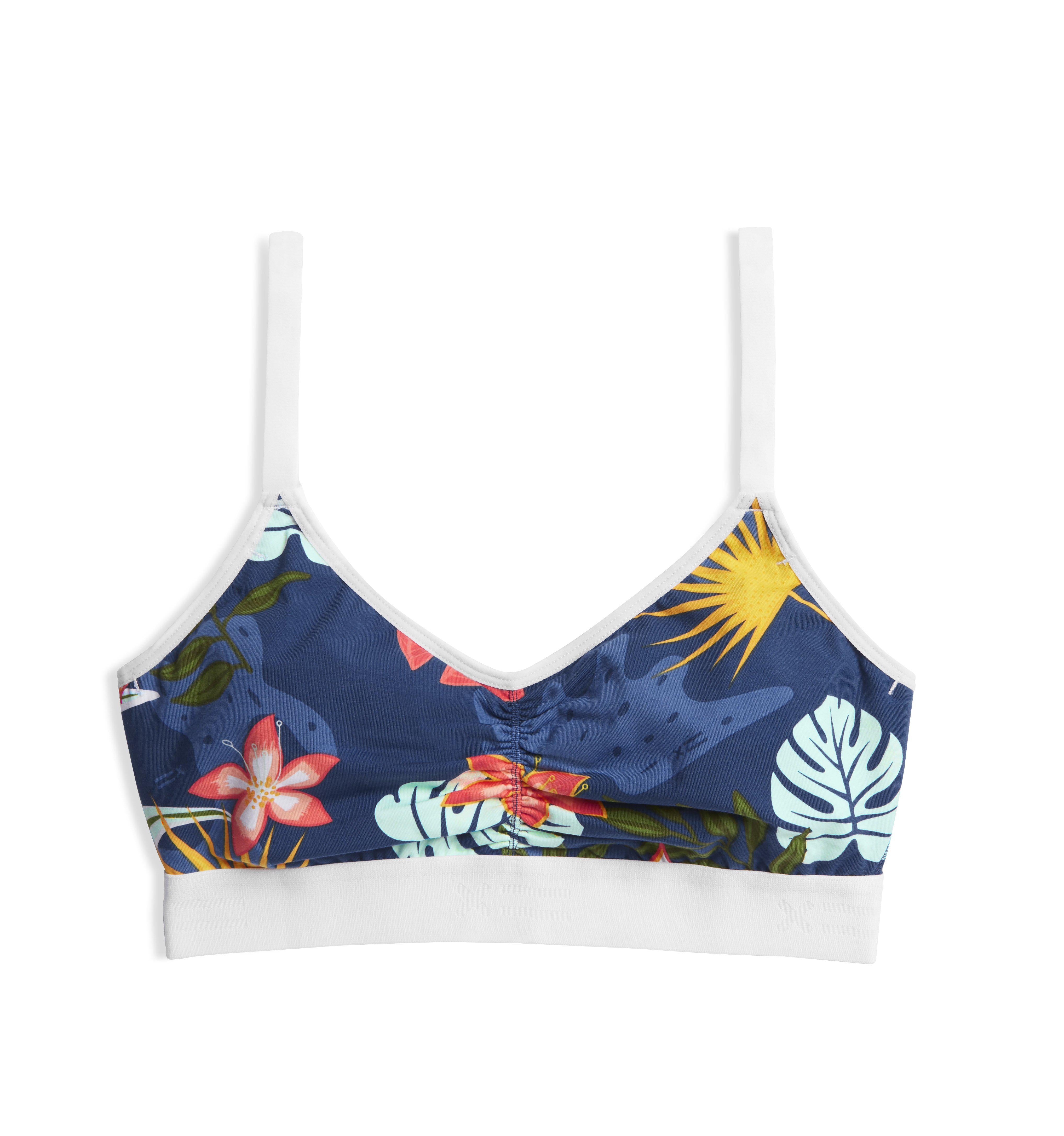 Image of Ruched Bralette - Tropical Midnight Print