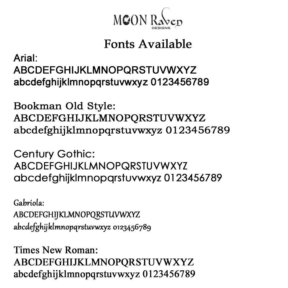 Moon Raven Available Fonts