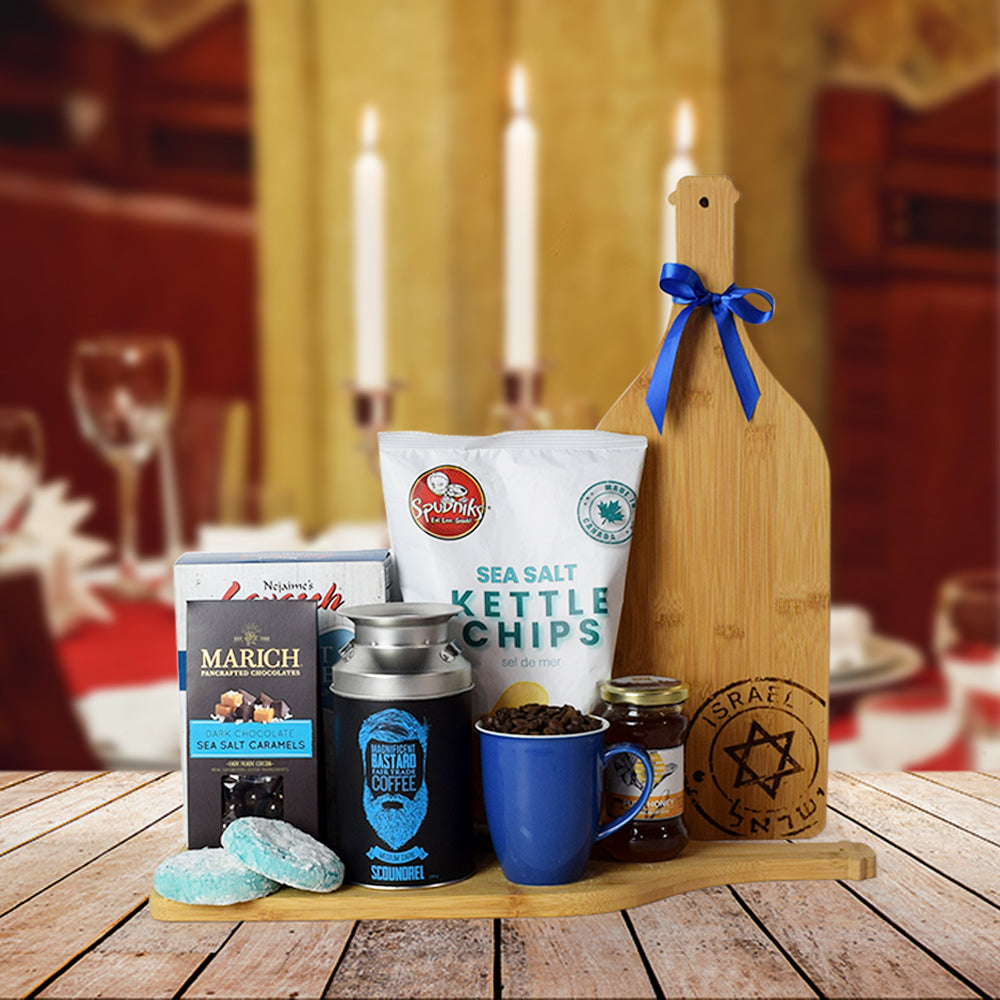 Hanukkah Coffee & Snacks Gift Basket gourmet gift