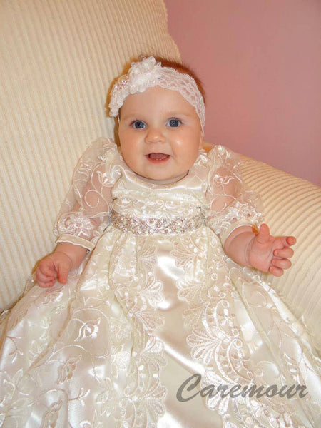 white lace baptism dress