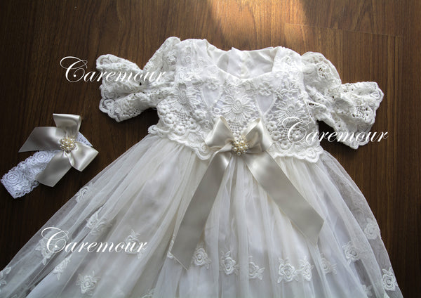 Christening Gown, Baptism Dress, Baptism Dress for baby girl, christen ...