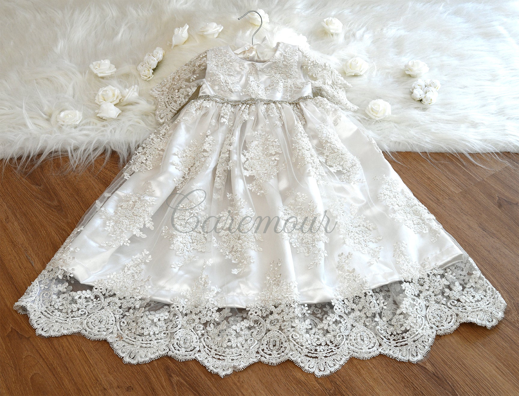 ivory lace christening gown