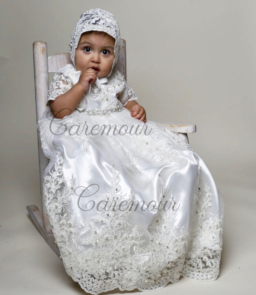 baby girl lace christening dress