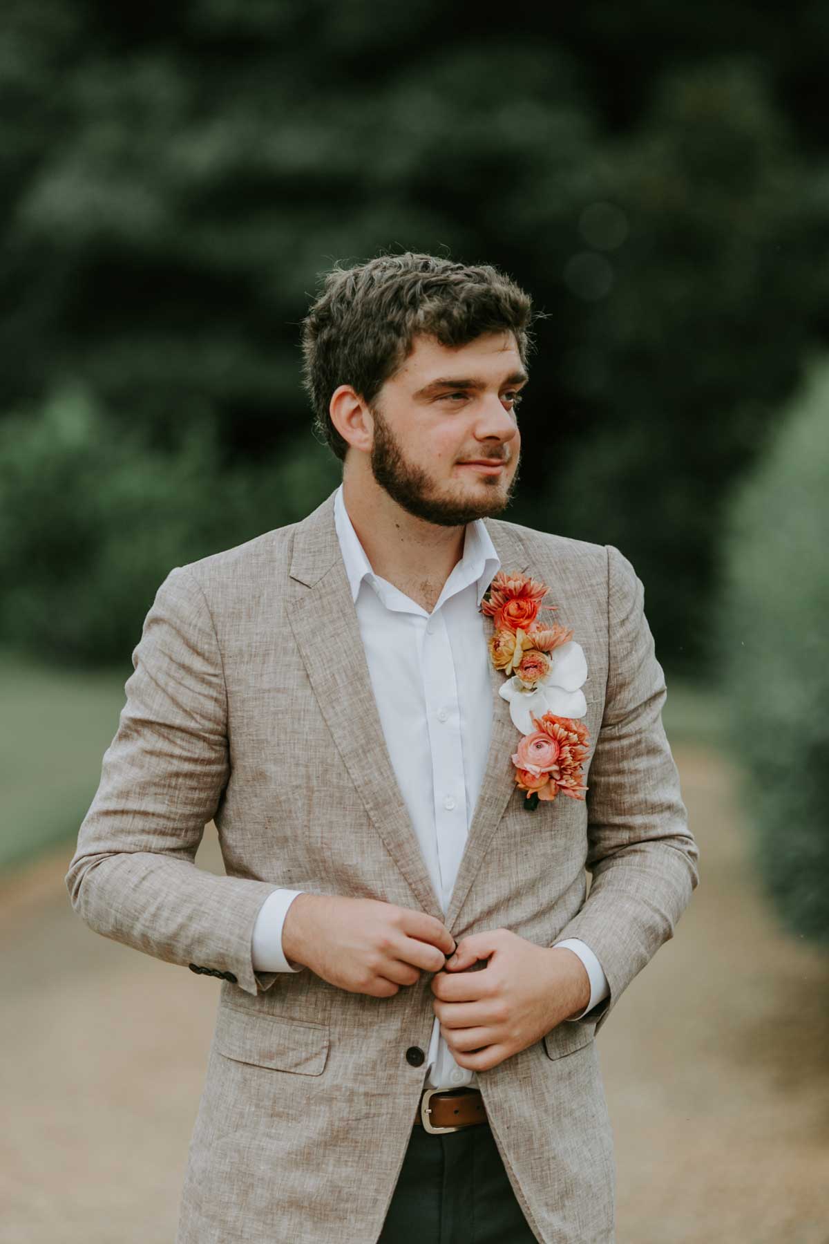 Custom Casual Grooms Suit For Backyard Wedding In Charlotte