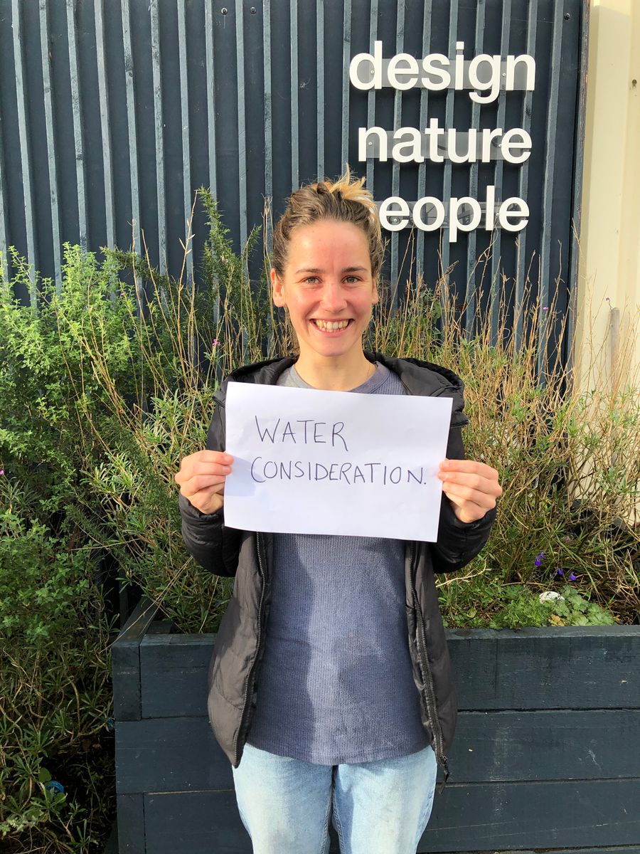 Annie from Green&Blue with team climate pledge to being more considerate of water use