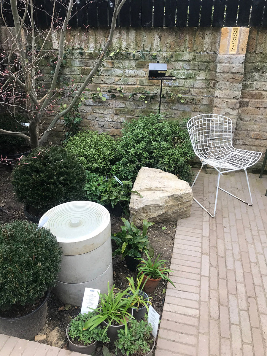 BirdBath in modern shingle garden