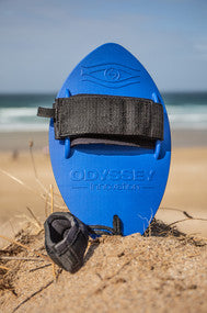 Odyssey hand plane made from recycled marine plastics - blue hand plane shown on the beach as part of sustainable christmas gift guide