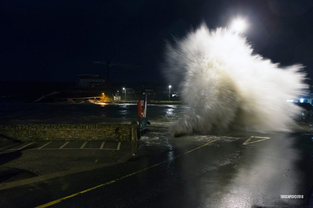 farscapes photograph of perranporth being battered by storm eleanor