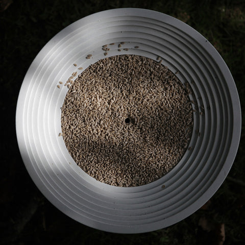 Bird food in the shade on a Green&Blue Bird feeder