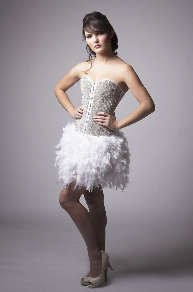feather corset dress