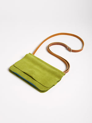 Bottega Veneta Chain Small Suede Shoulder Bag - Green | Editorialist