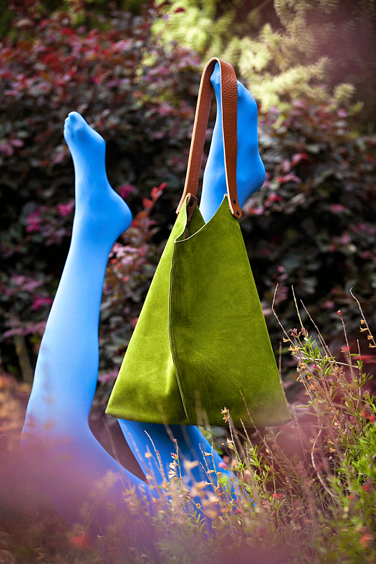 Wedge bag -  Leaf green suede