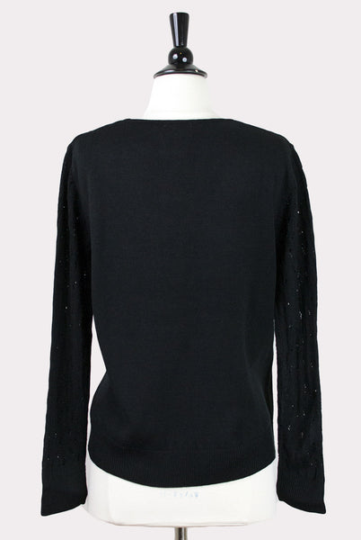 Black Pointelle Sweater by PepaLoves - Hourglass Boutique