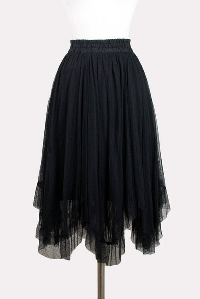 Black Tulle Pindot Skirt by Melody - Hourglass Boutique