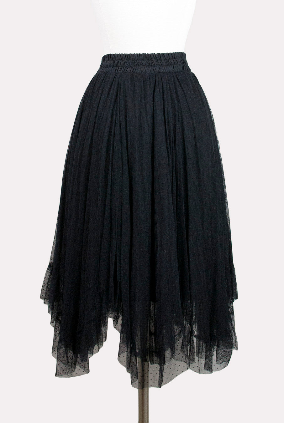 Black Tulle Pindot Skirt by Melody - Hourglass Boutique