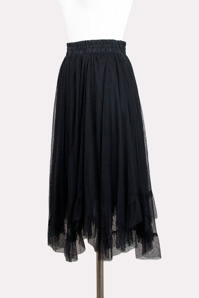 Black Tulle Pindot Skirt by Melody - Hourglass Boutique