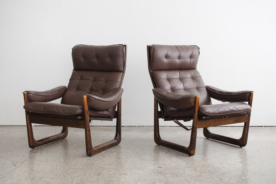 Mid Century Leather Chairs - Homestead Seattle