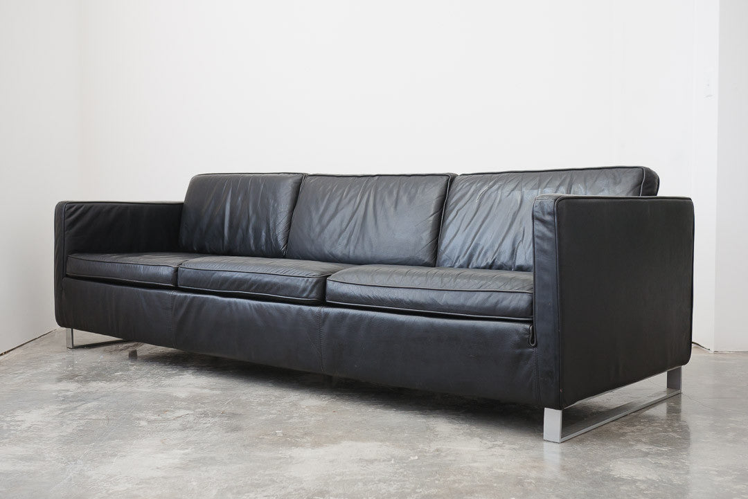 Minimalist Black Leather Sofa Homestead Seattle
