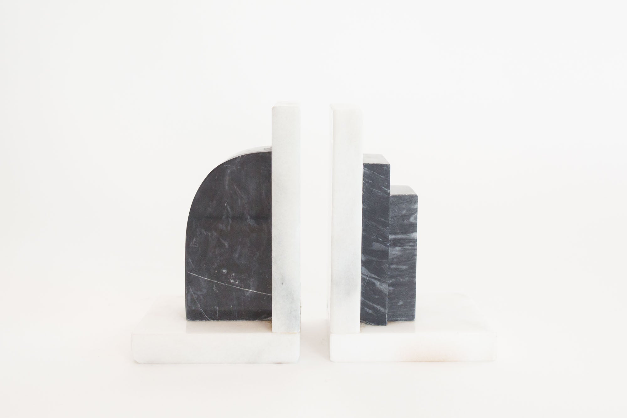 marble and wood bookends