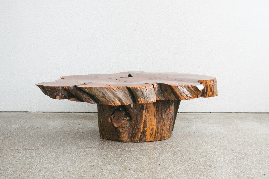 live edge coffee table with shelf