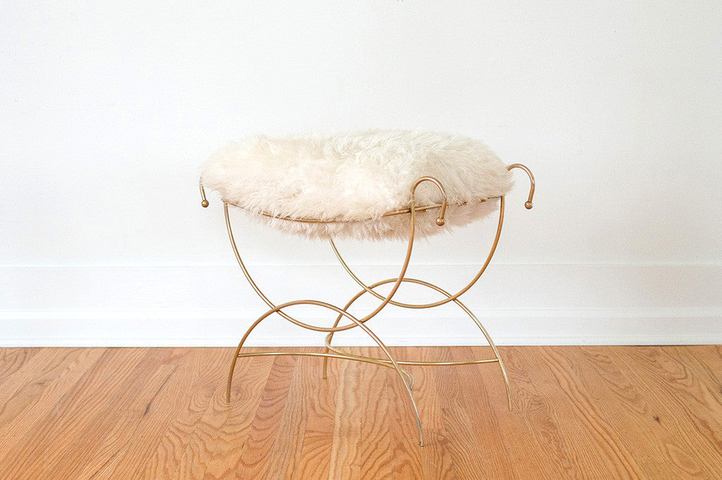 Gold Sheepskin Vanity Stool Homestead Seattle