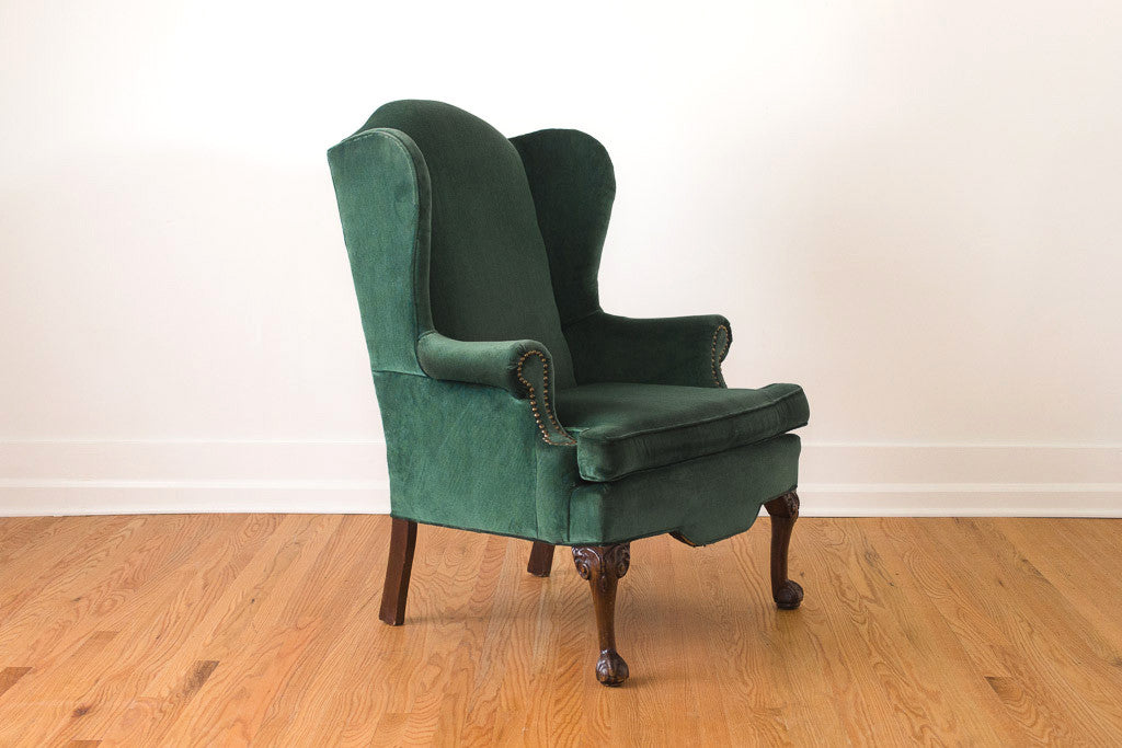 Emerald Velvet Wing Chair Homestead Seattle