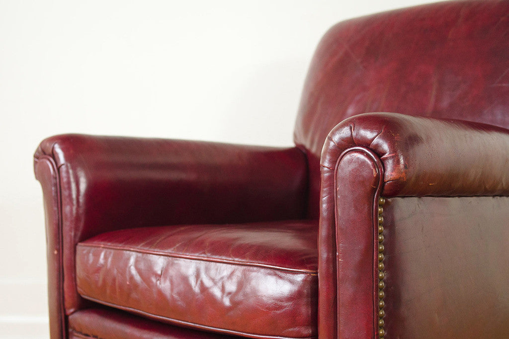 Burgundy Leather Club Chair - Homestead Seattle