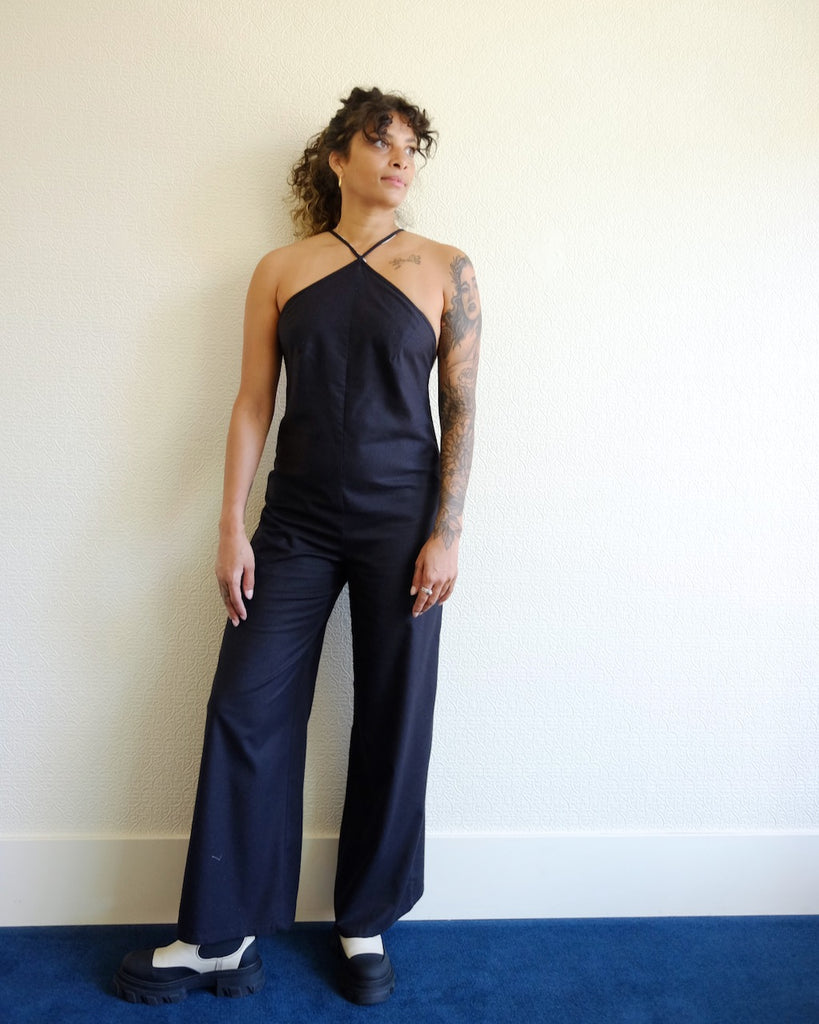 black silk jumpsuit