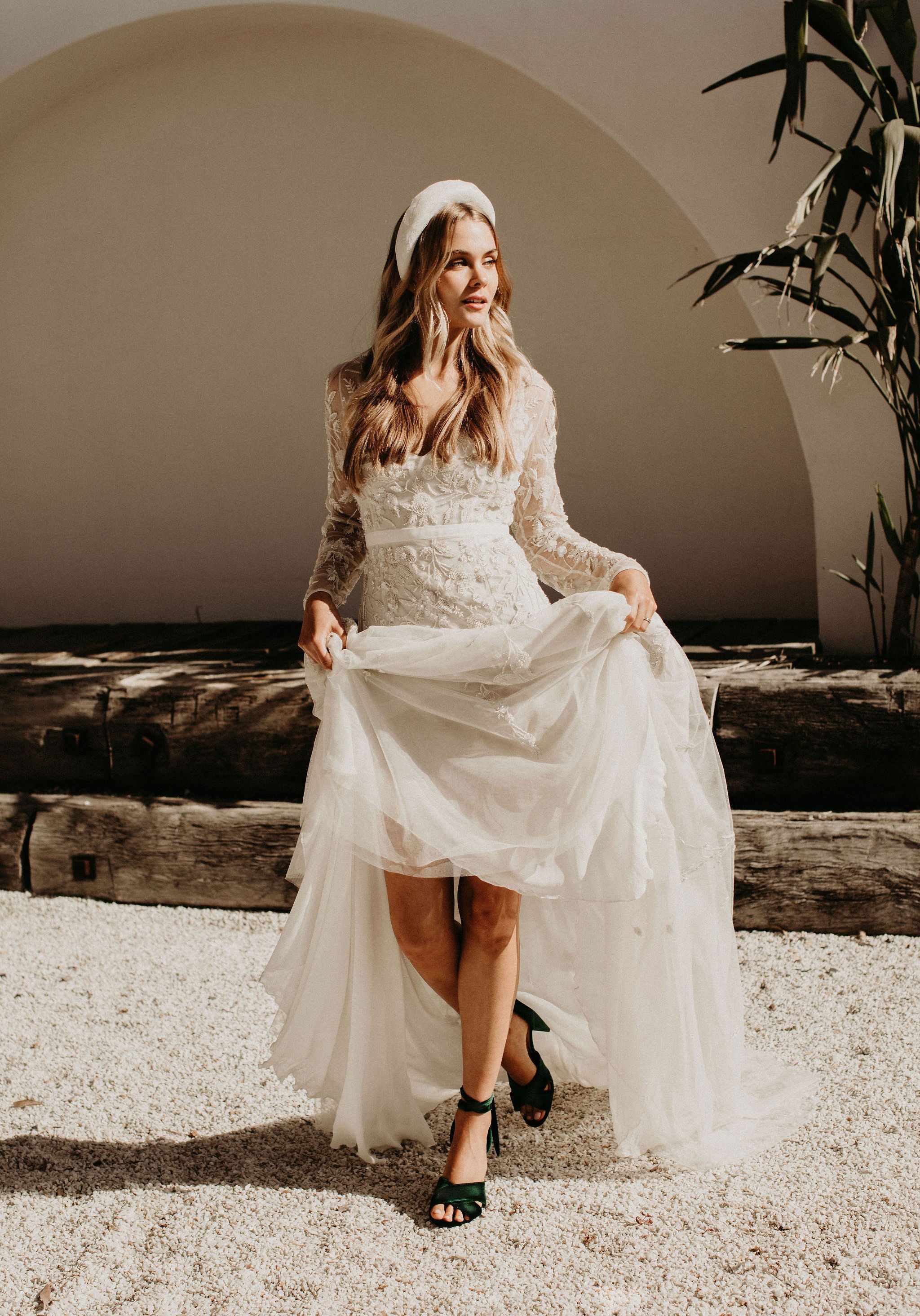 long-sleeve lace wedding dress