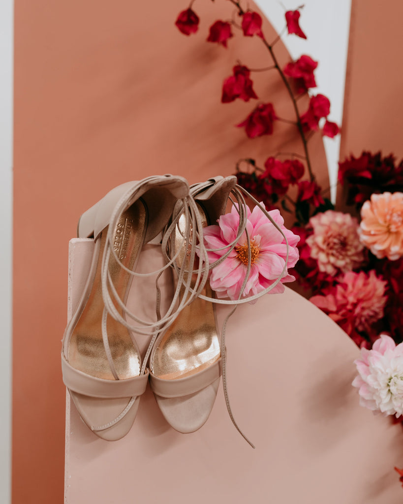 Nude bridal shoes with low heel