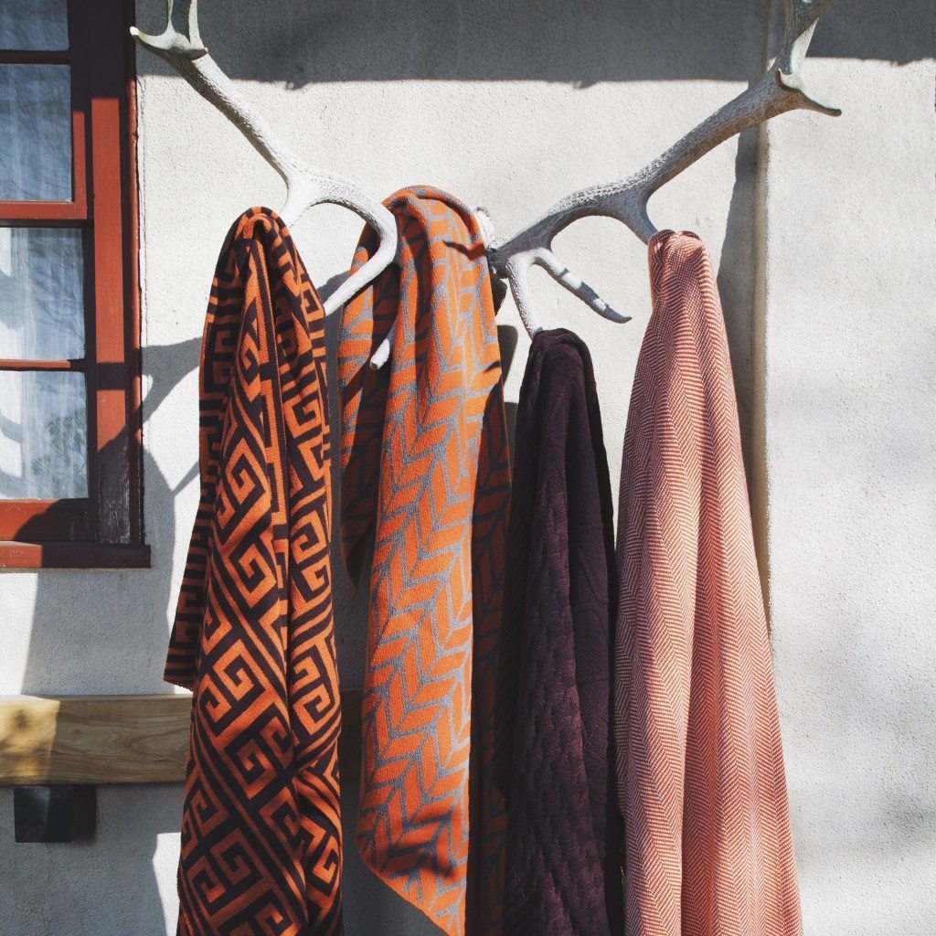 orange block print eco throw