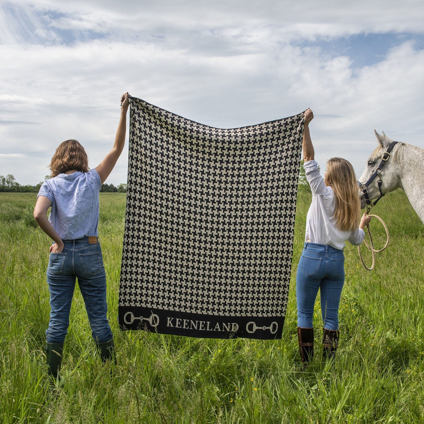 Personalized Houndstooth Horse Bit Throw Blanket