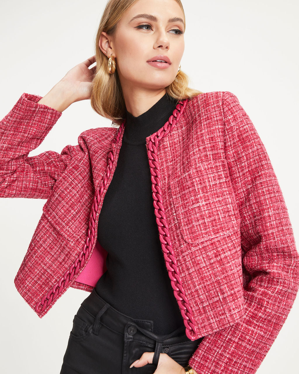 Be Bold Tweed Chain Blazer