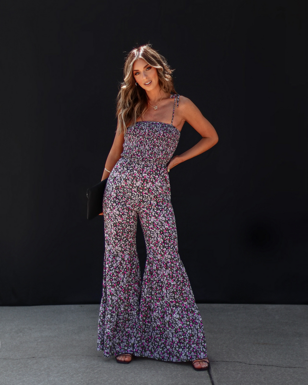 

Jojo Floral Smocked Tiered Flare Jumpsuit