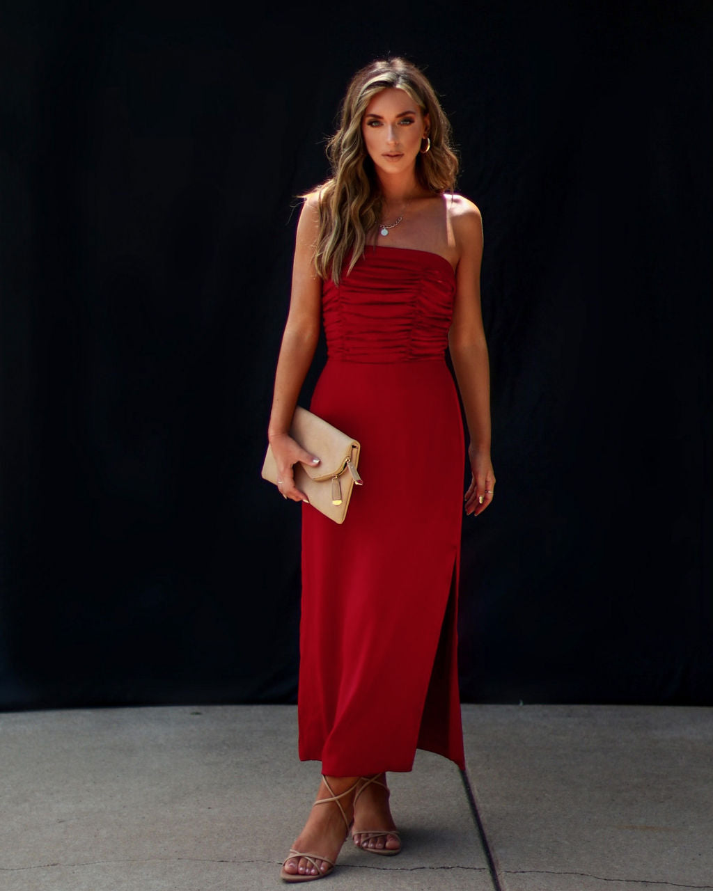 

Rinna Satin Ruched Midi Dress