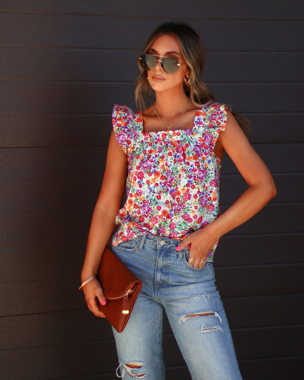 

Love Me More Cotton Floral Flutter Sleeve Top