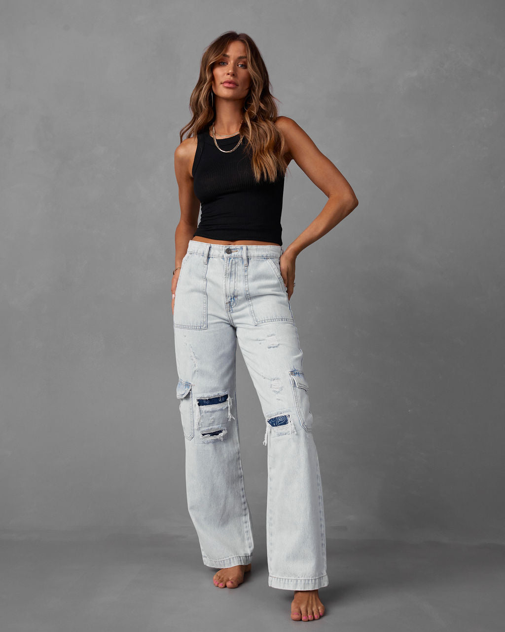 

River High Waisted Cargo Jeans