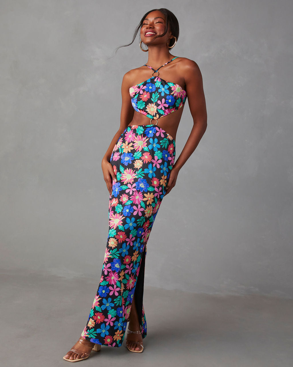 

In Bloom Cutout Halter Maxi Dress