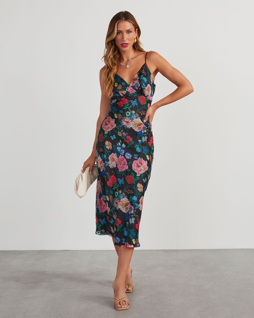 

Don't Go Yet Slip Floral Midi Dress