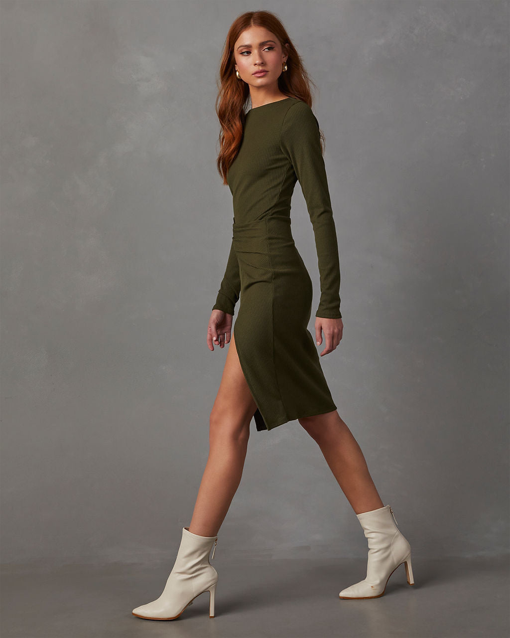 Cecily Long Sleeve Knit Midi Dress