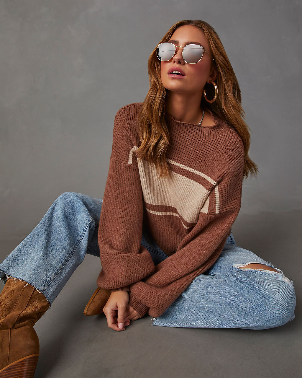 Moino Clay Puffy Sleeve Turtleneck Sweater