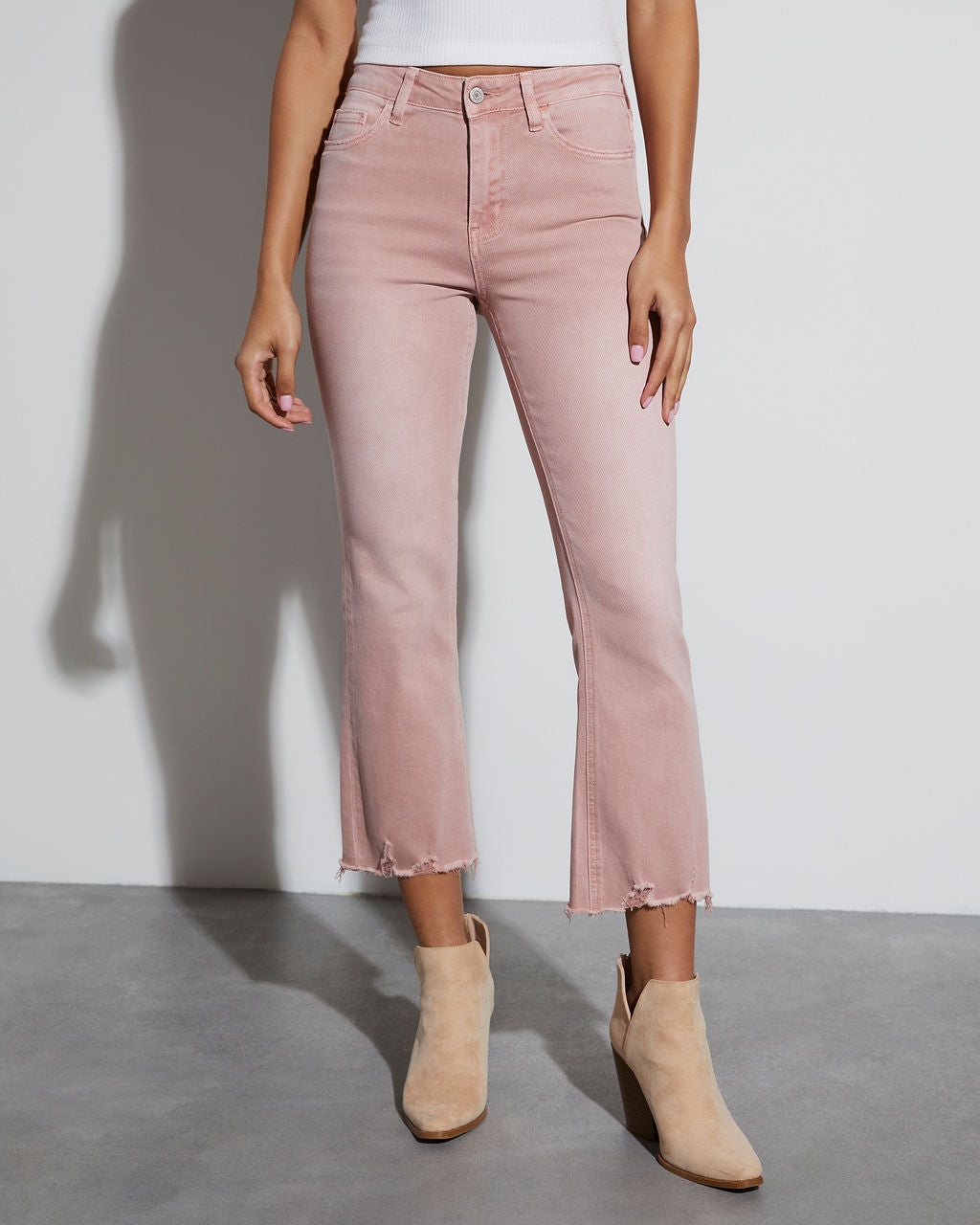 

Gila Cropped Frayed Hem Wide Leg Jeans