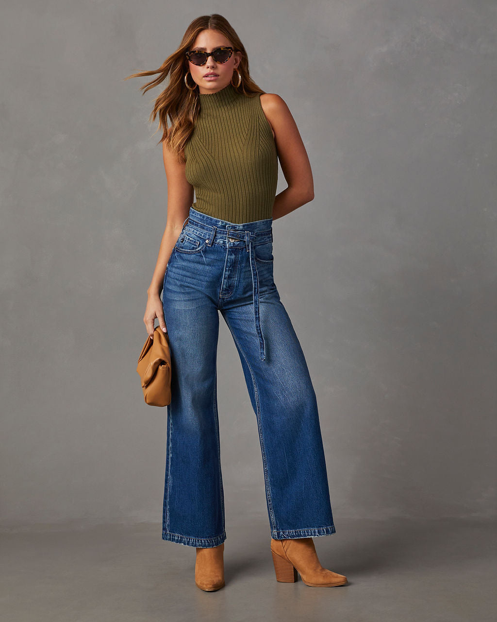 Provo High Rise Asymmetrical Waist Wide Leg Jeans – VICI