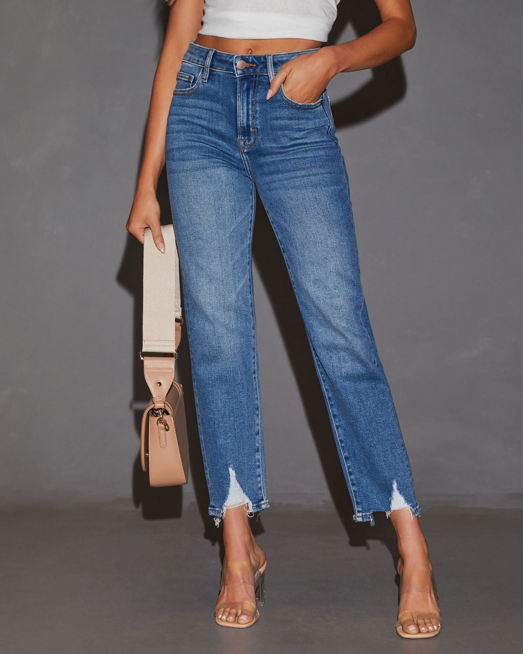 

Katia Frayed Hem Straight Leg Jeans