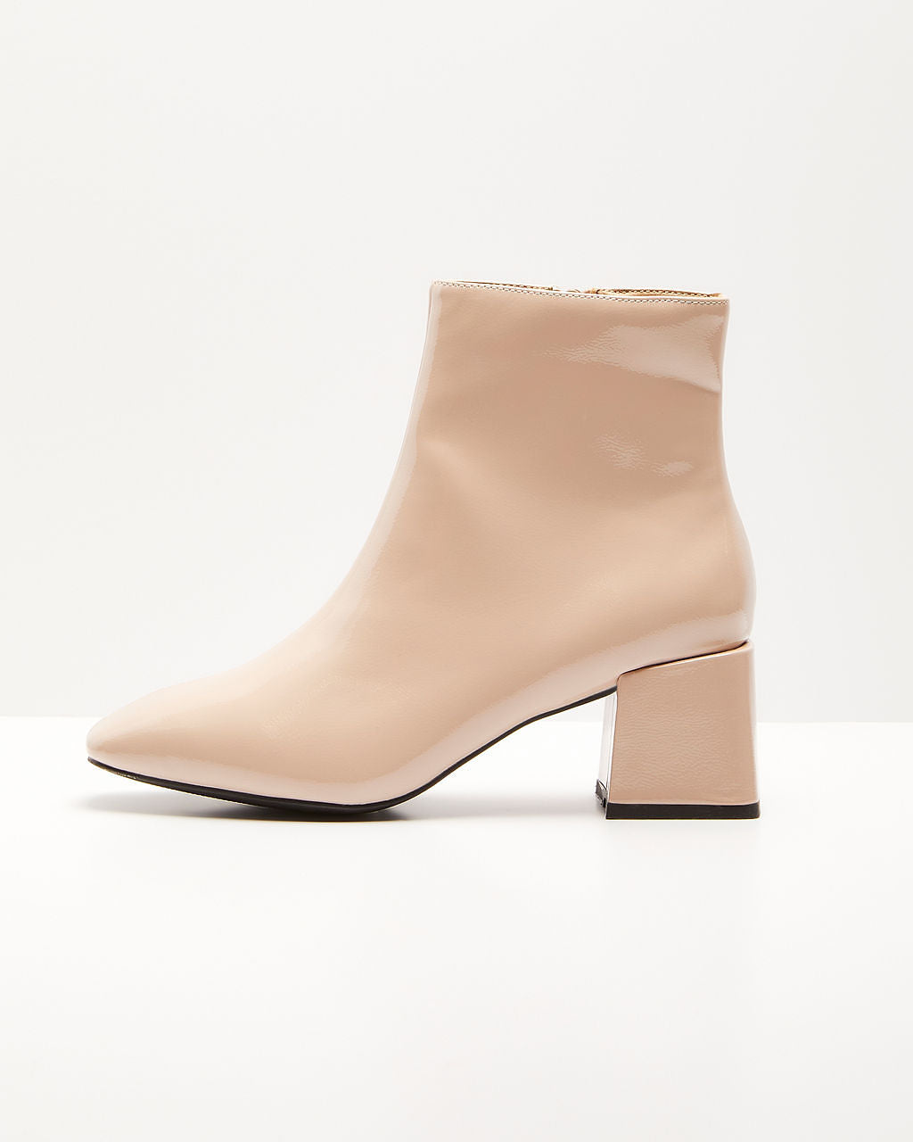 Kelce Patent Faux Leather Ankle Booties