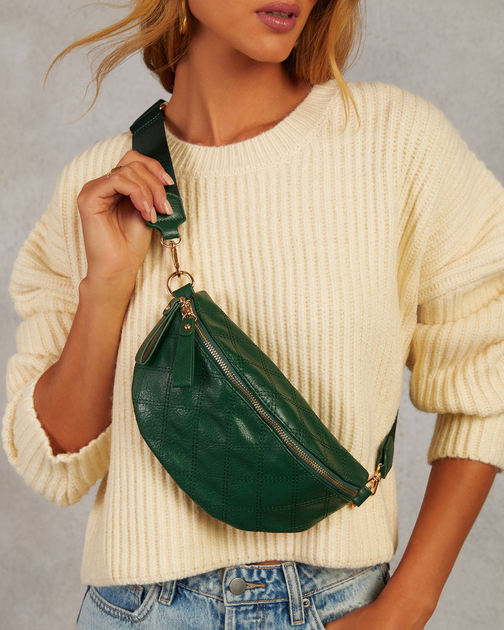 

Jenny Faux Leather Belt Bag - Green / O/S