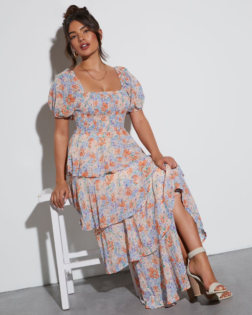 

Blooming Beauty Tiered Floral Maxi Dress