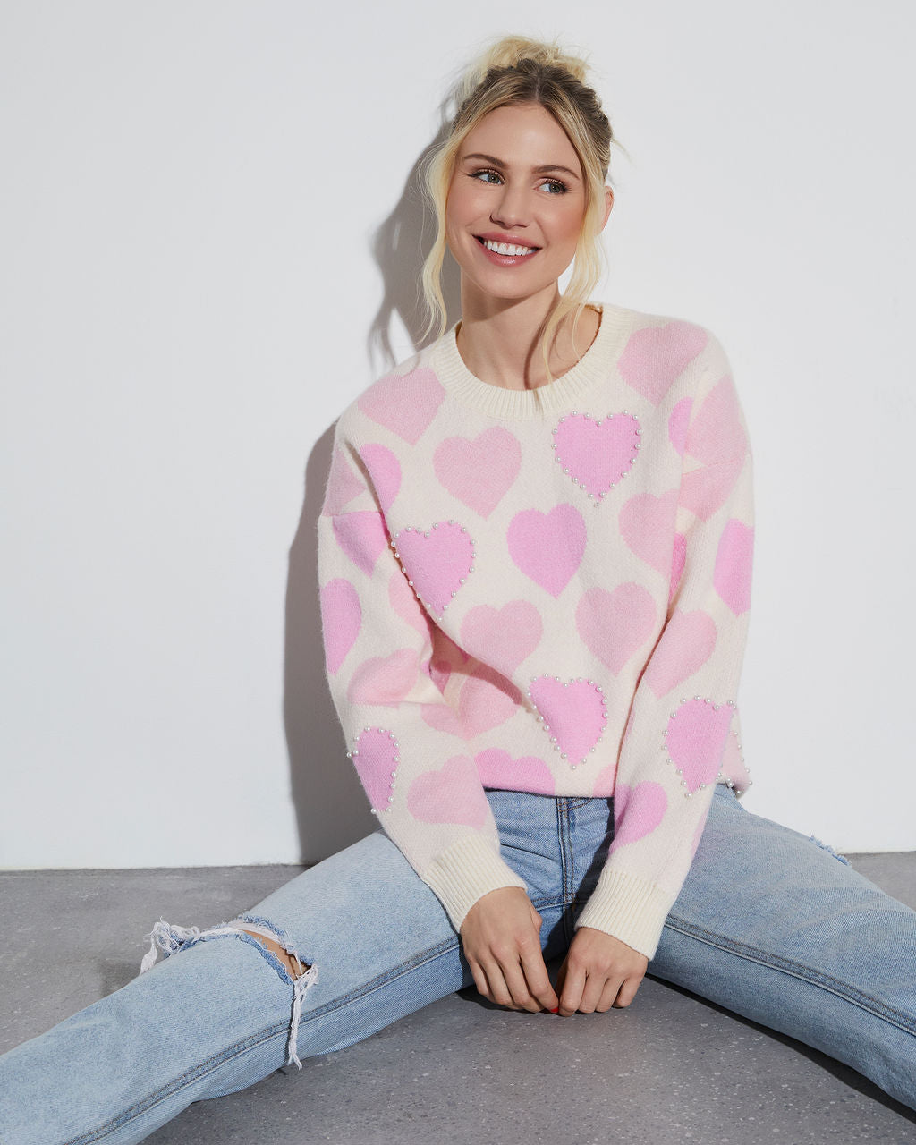

Love Letter Oversized Heart Pearl Sweater